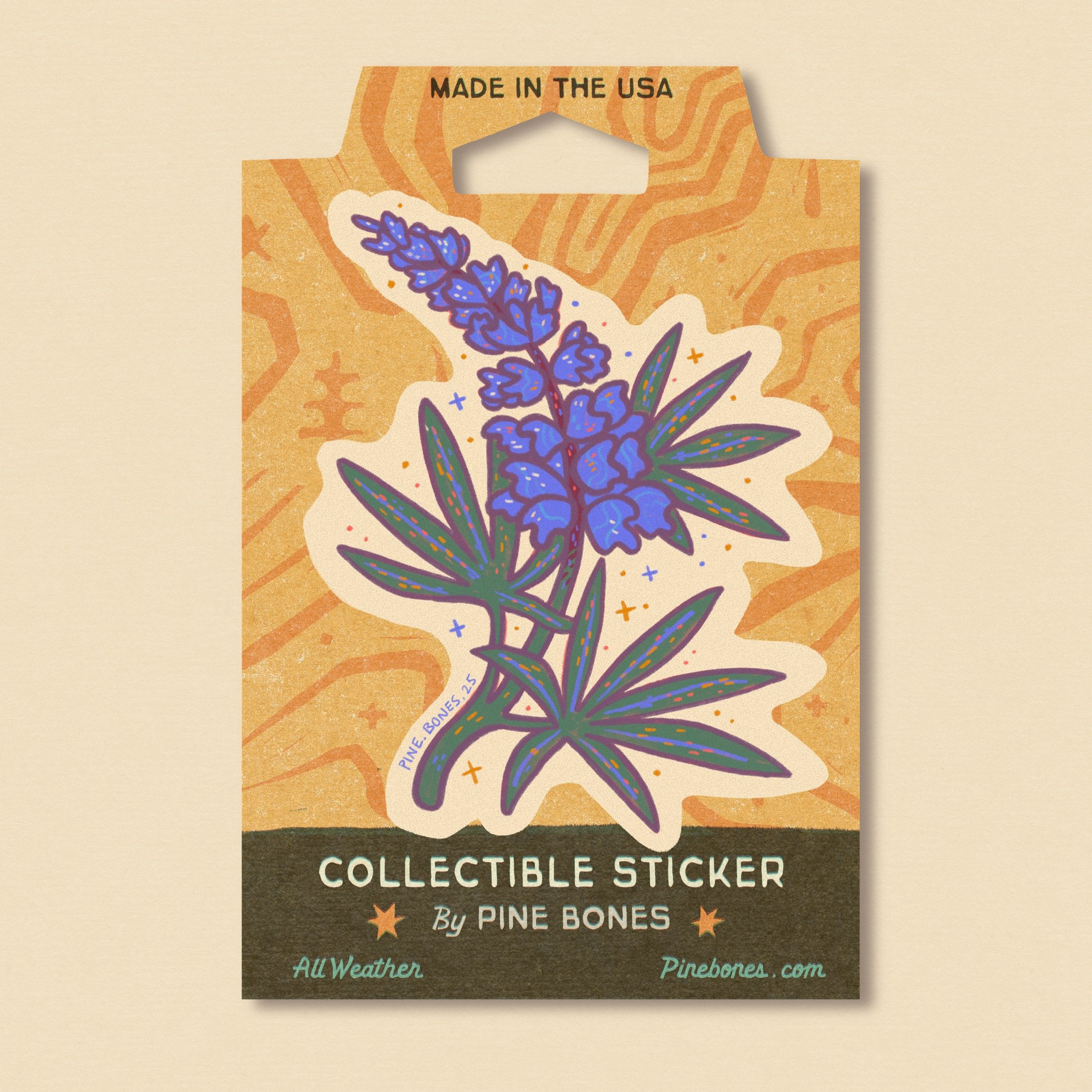 lupine　掛け軸 Lupine Wildflower Durable & Weatherproof Sticker — PINE BONES